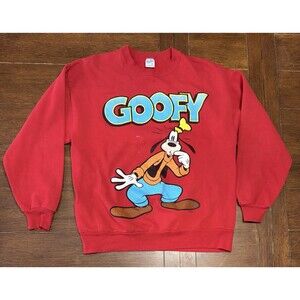 Vintage Goofy Disney Red graphic Sweatshirt Crewneck Size L USA Made